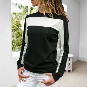 Paneled Long Sleeve Crew Neck T-Shirt