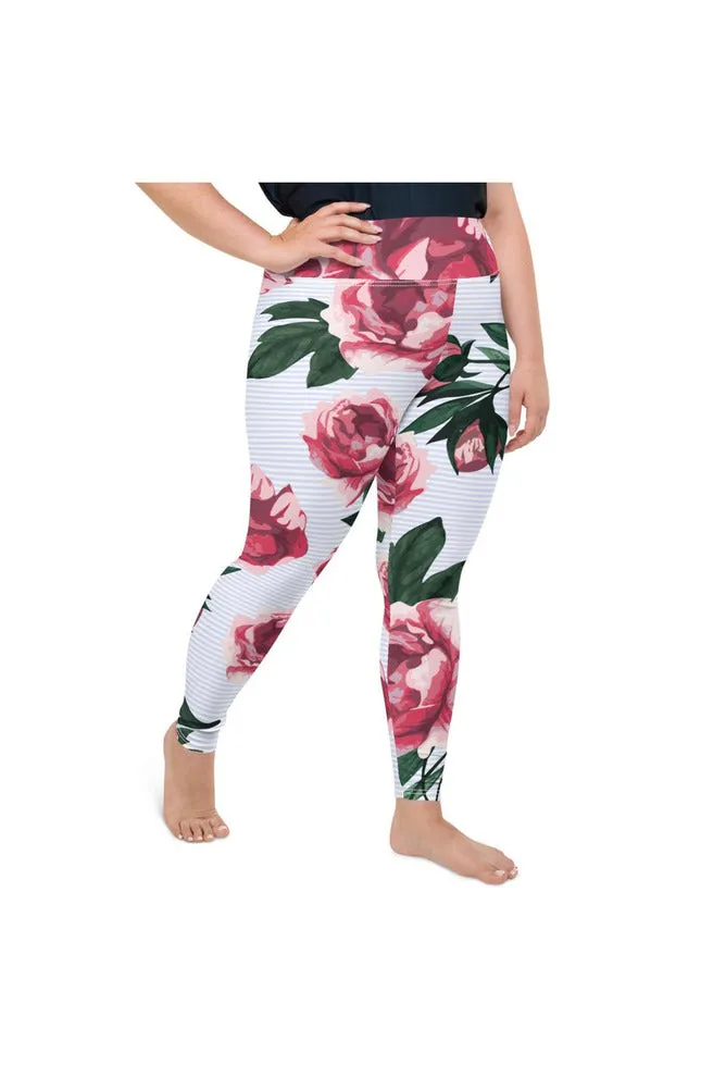 Pink Old Fashion Roses Plus Size Leggings