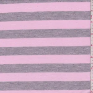 Pink/Grey Stripe Tissue Jersey Knit Fabric