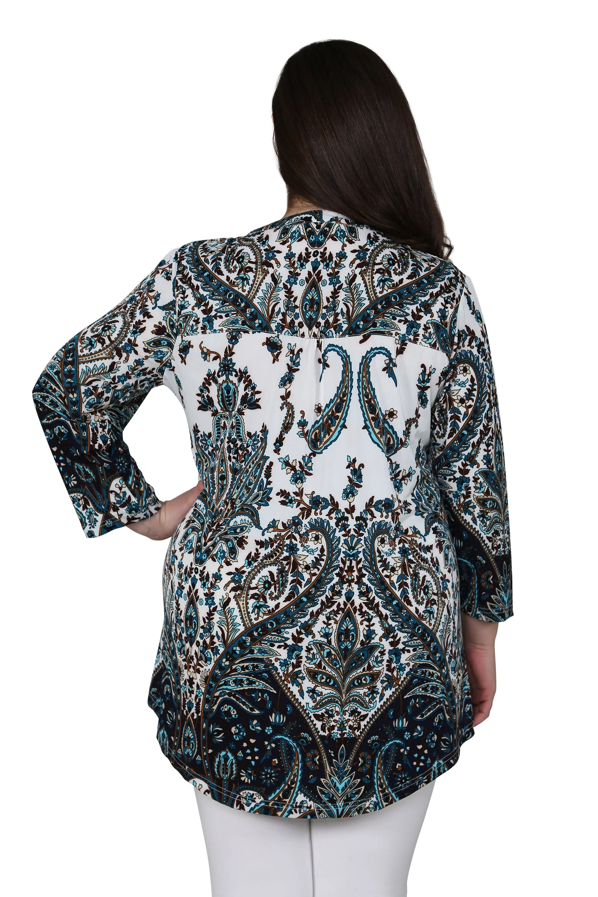 Plus Size La Cera Pleat Front Paisley Tunic