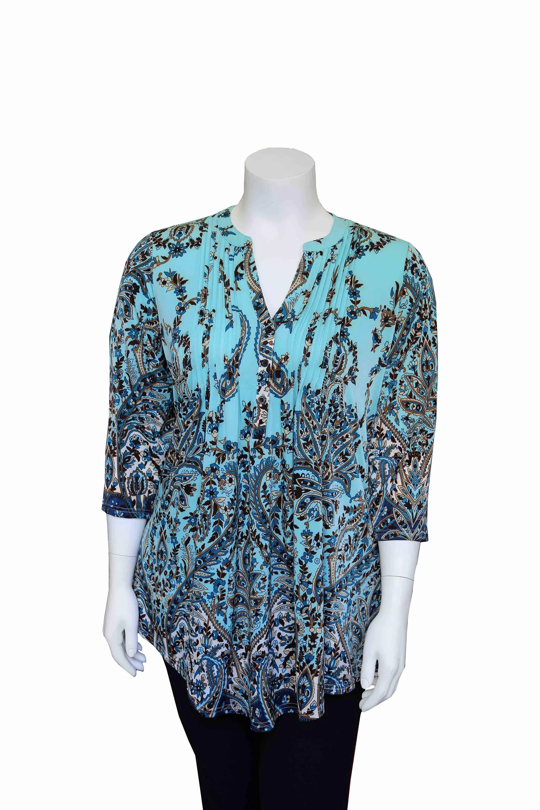 Plus Size La Cera Pleat Front Paisley Tunic