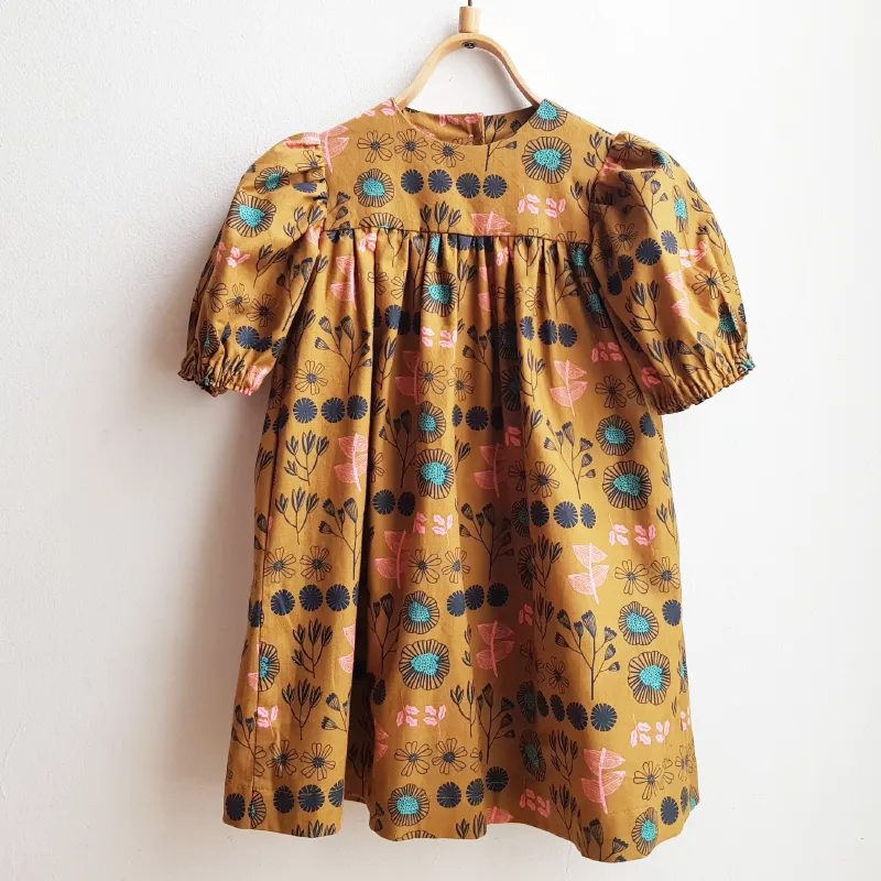 Shorties Full Sleeve Folk Dress Rust Floral