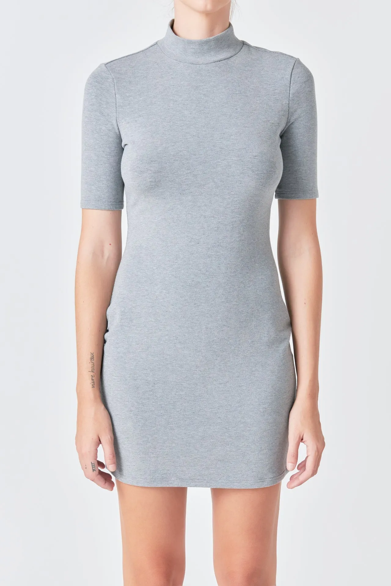 Soft Mock Neck Mini Dress