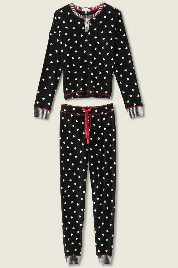 Tiny Heart Waffle Jammie Ski Set