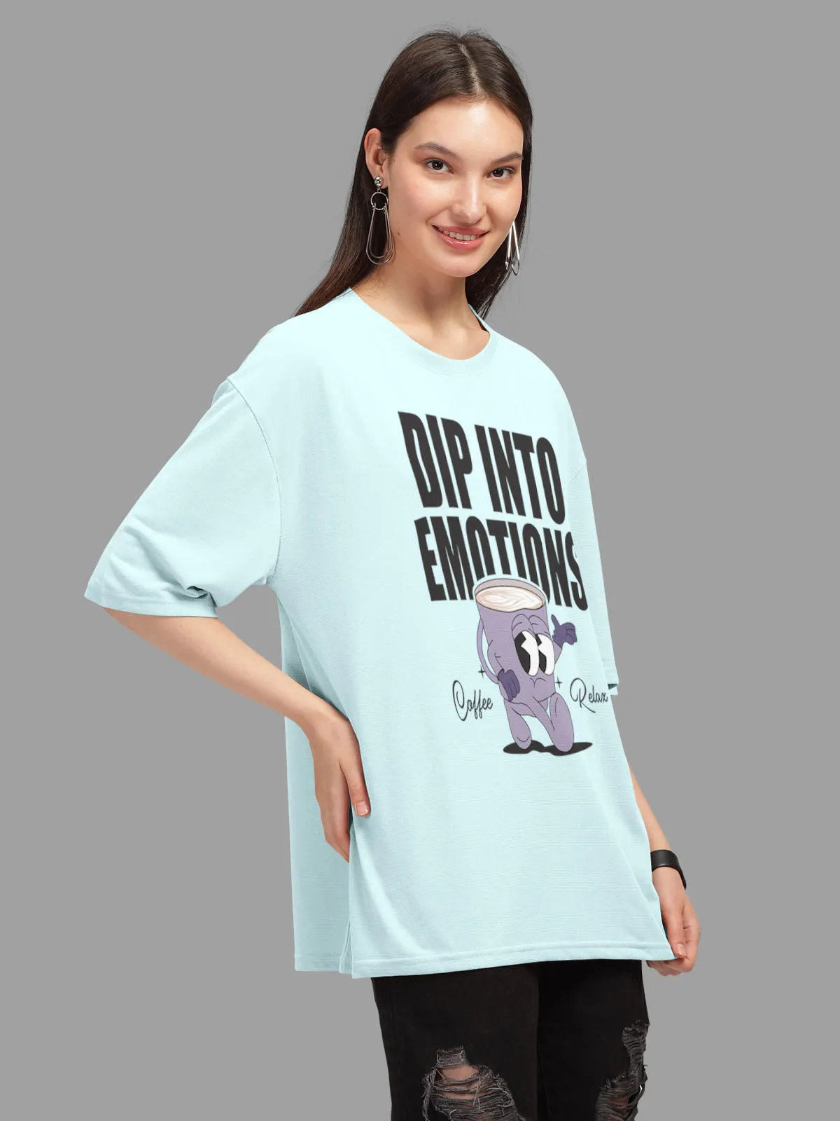 Trendy Mint Printed Oversized T-shirt for Women