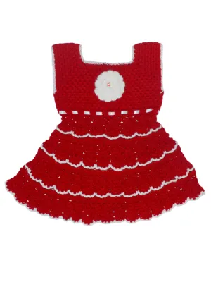 Unique And Beautiful Design Woonie Half Sleeve Frock For Baby-  Red