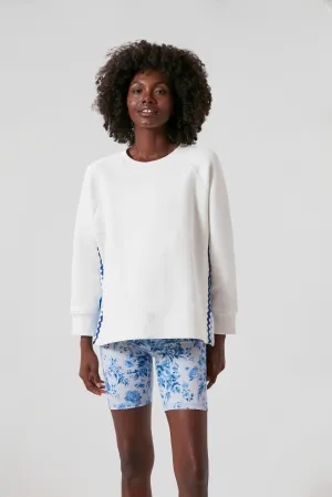 White and Blue Ric Rac Maggie Pullover