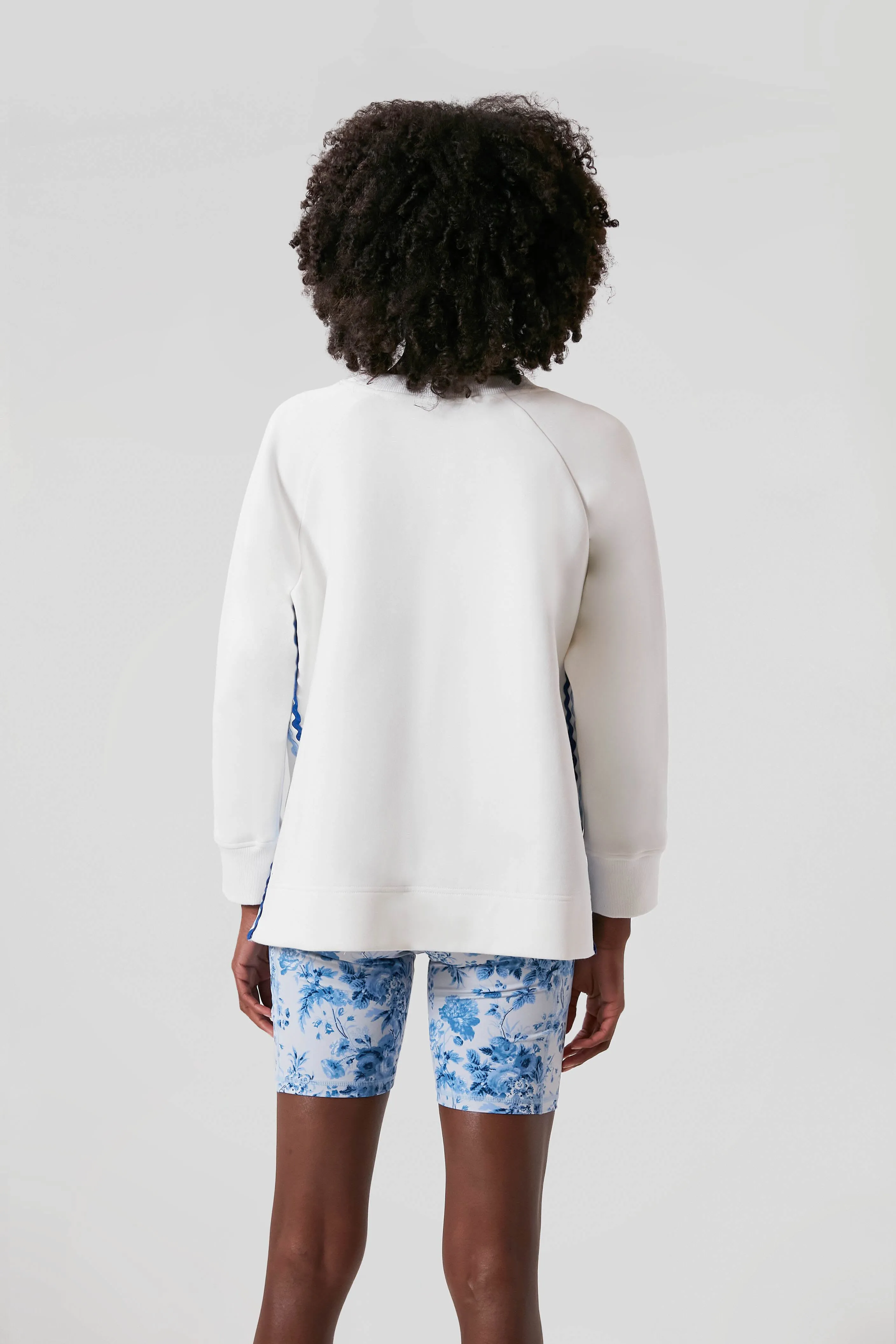 White and Blue Ric Rac Maggie Pullover