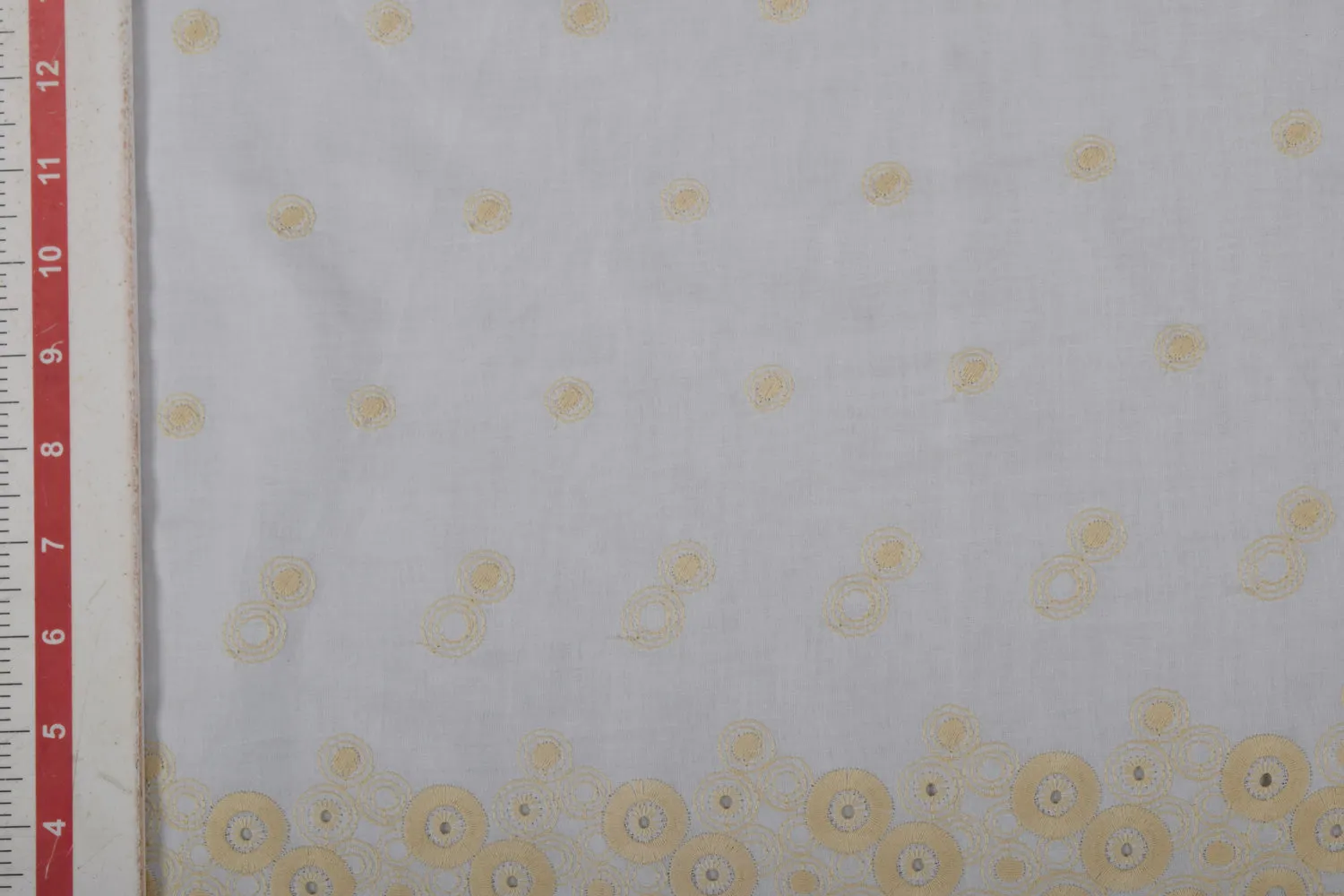 White Chikan Work Fabric