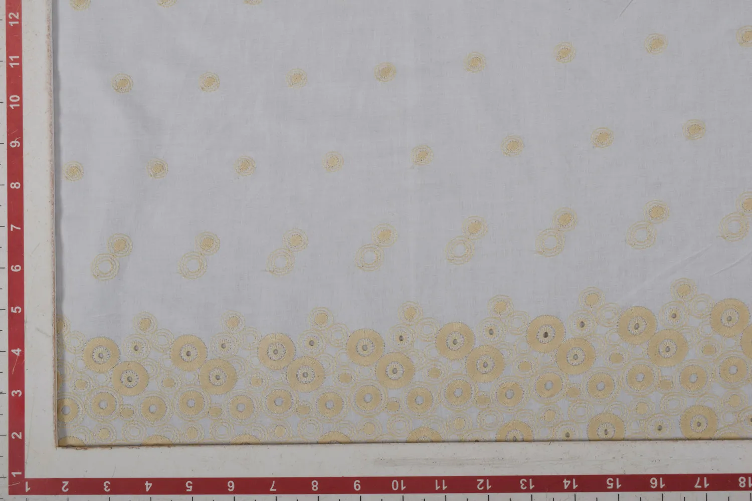 White Chikan Work Fabric