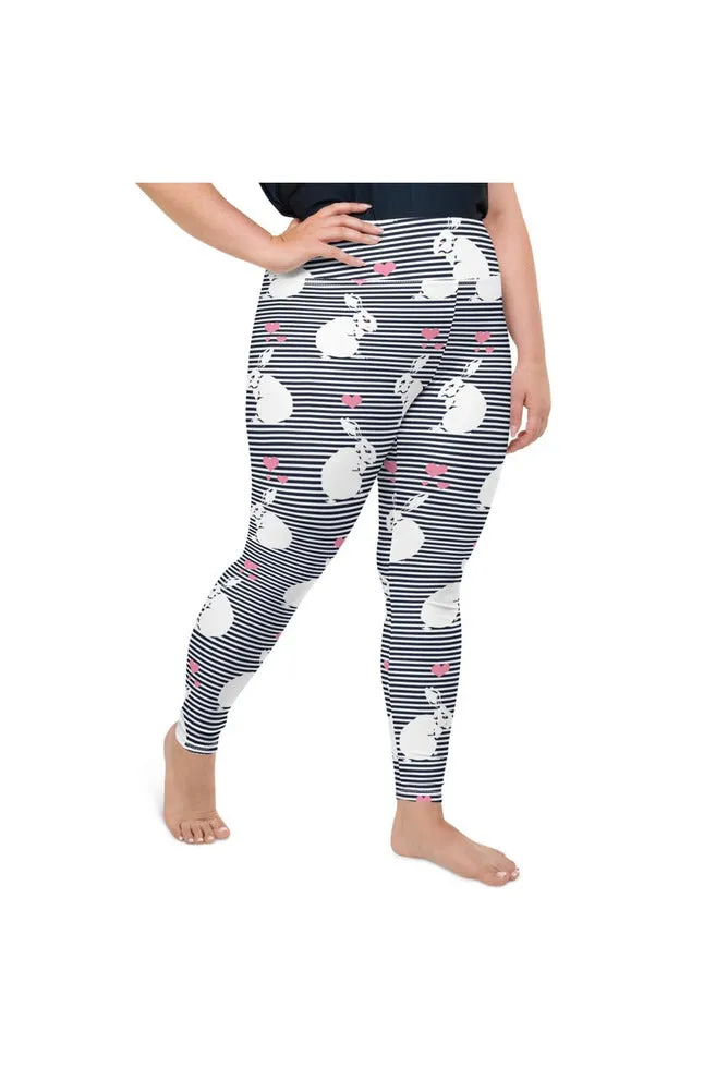 White Rabbit & Pink Hearts Plus Size Leggings