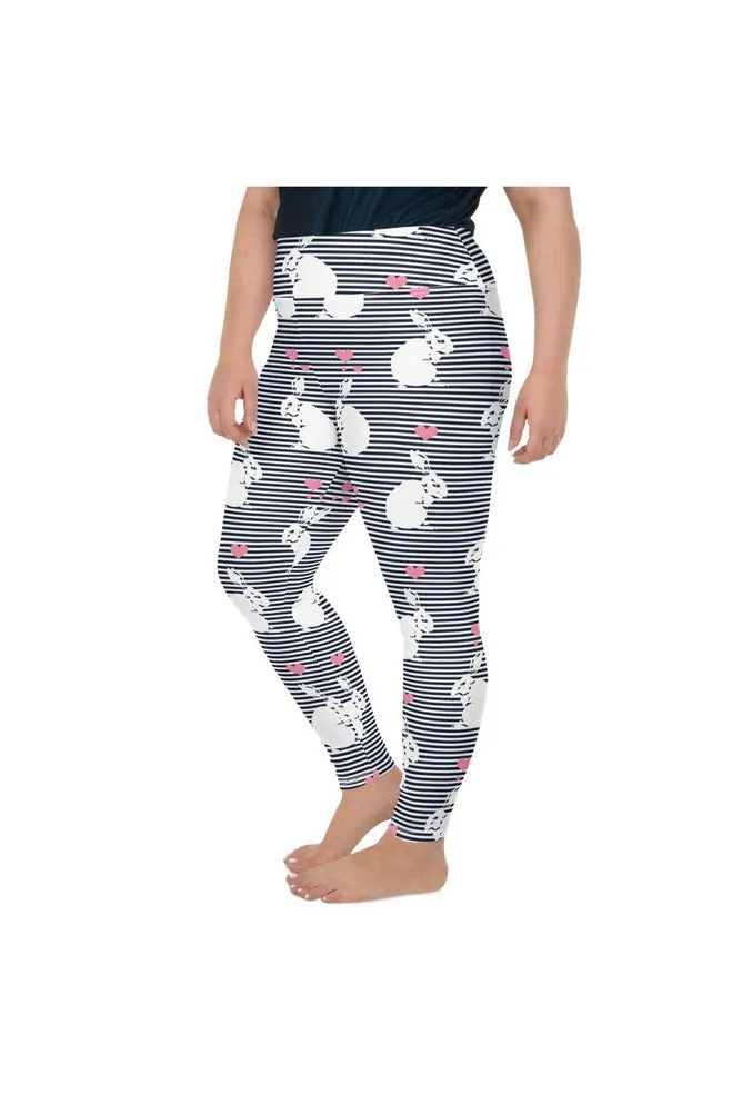 White Rabbit & Pink Hearts Plus Size Leggings