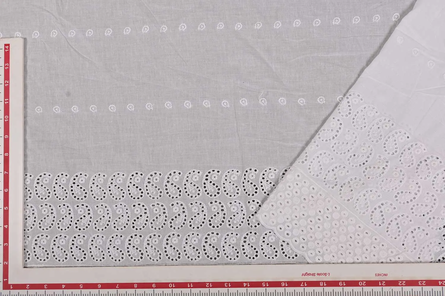 White Traditional Cotton Chikankari Fabric