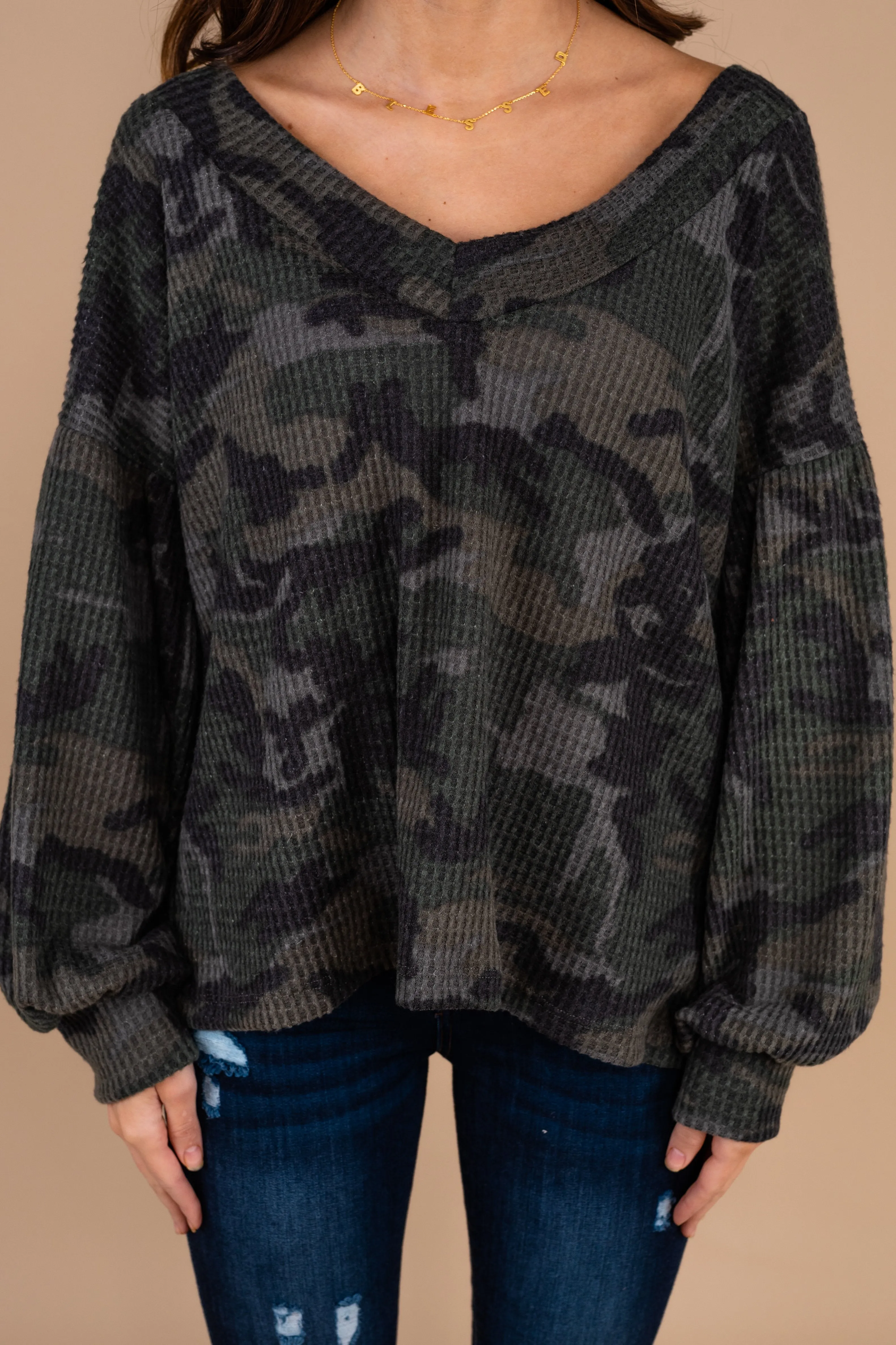 Wild Wanders Green Camo Top