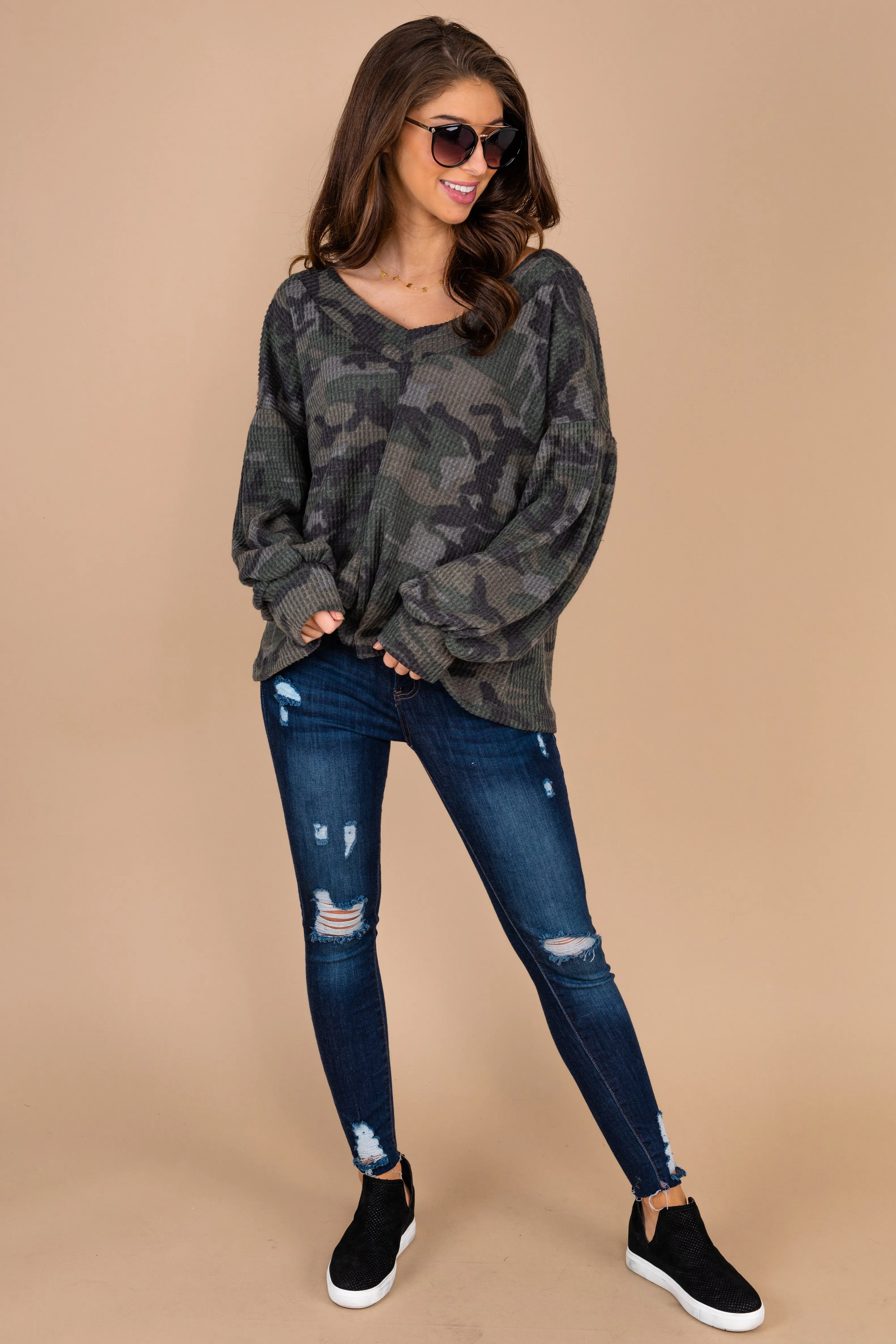 Wild Wanders Green Camo Top